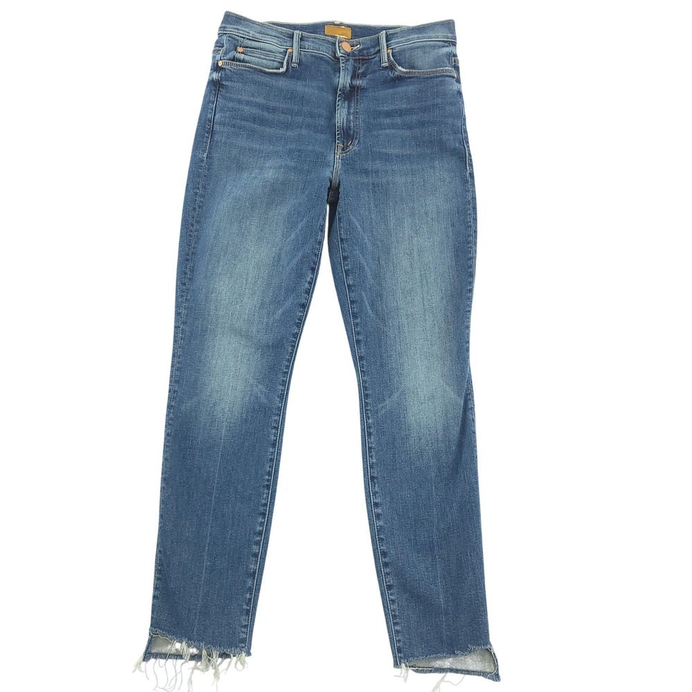 Mother‎ Jeans Womens 28 Medium Wash Stunner Zip Ankle Step Fray Skinny Denim